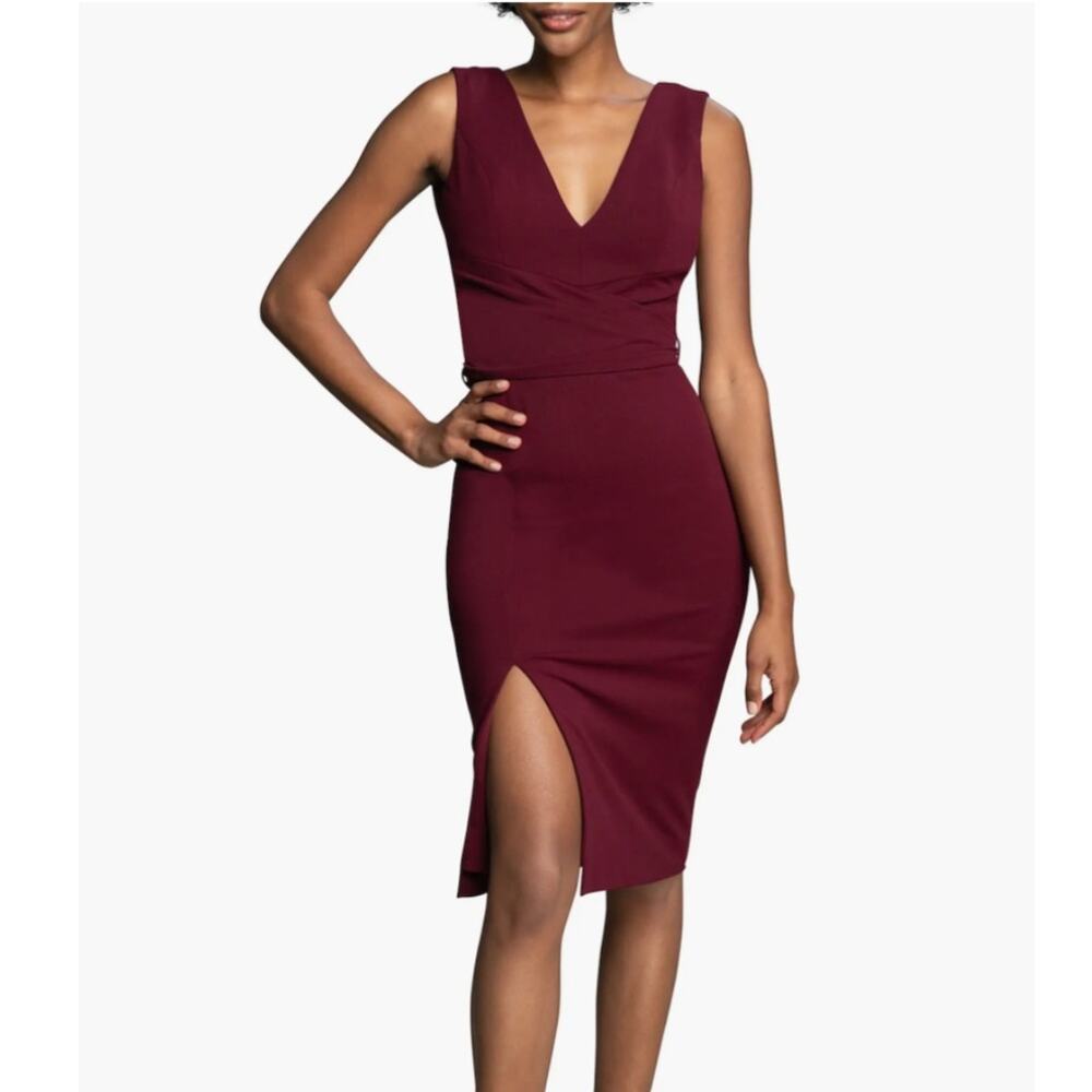 Dress the Population Alessia Tie Waist Crepe Dress - Picture 2 of 6